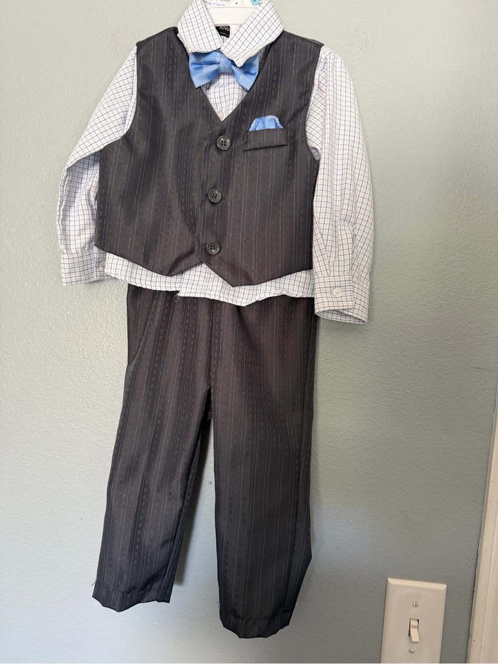 Andrew Fezza White and Blue Checked Baby Dress Shirt